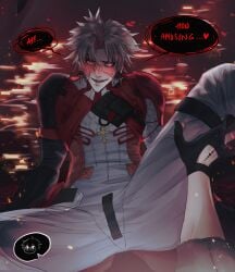 cuntboy gay intersex male male/male male_only male_rover_(wuthering_waves) rover_(wuthering_waves) scar_(wuthering_waves) teasing wuthering_waves yaoi