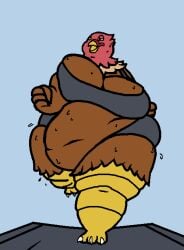 1girls agatha_(chubberdy) animated avian avian_humanoid beak belly bird bouncing_belly bouncing_breasts breasts brown_body brown_feathers chubberdy cleavage exercise exercise_equipment fat female female_focus female_only hips jogging large_breasts obese obese_female overweight overweight_female red_feathers running sports_bra sportswear stomach sweat sweating thick_thighs thighs treadmill turkey weight_gain wide_hips