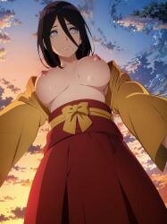 1girls ai_generated arms_at_sides bare_breasts belt big_breasts blush boruto:_naruto_next_generations breasts breasts_out brown_hair busty clothed_female clothing curvaceous dusk female female_only from_below front_view huge_breasts hyuuga_hanabi kimono legs_together long_hair looking_at_viewer low-tied_long_hair low_ponytail miniskirt nai_diffusion naruto naruto_(series) no_bra no_bra_under_clothes nose_blush obi open_clothes open_kimono oppai pink_lips pinup presenting presenting_breasts pupilless_eyes revealing_clothes ribbon sash skimpy skimpy_clothes skindentation skirt smooth_skin solo solo_focus stable_diffusion standing sub10 sunset text thick_thighs thighs upper_body very_long_hair viewed_from_below violet_eyes voluptuous wide_hips wide_sleeves yukata