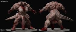 3d anthro anthro_only blood deathclaw fallout flaccid futa_only futanari gigantic_penis hyper_muscles lowndrawthing muscular_futanari penis_to_the_knees