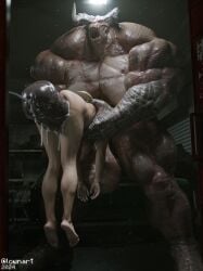 3d all_the_way_through ambiguous_gender deathclaw fallout futanari gigantic_penis hyper_muscles lowndrawthing muscular_futanari