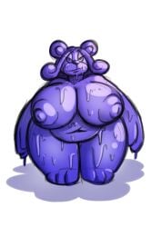 1girls :/ anthro areolae azusa_(mutton_chop) bear belly breasts chubby chubby_female fat female female_focus female_only furry goo goo_creature good_girl hips large_breasts nipples nude nude_female purple_body purple_eyes purple_hair sachasketchy slime slime_(substance) slime_girl stomach thick_thighs thighs ursid ursid_humanoid wide_hips