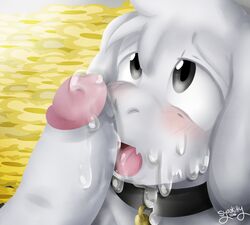 asriel_dreemurr collar cum cum_in_mouth cum_on_face male_only oral penis syaokitty undertale