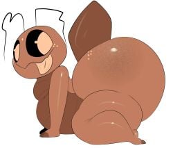 ass_up bed_bug belly brown_skin fat freckles freckles_on_ass freckles_on_face hyper hyper_ass insects looking_at_own_butt looking_back male original_character plushtrapboyuwu sectar_(plushtrapboy) simple_background solo tail tongue tongue_out white_background