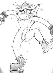 1boy ass_visible_through_thighs balls crash_(series) crash_bandicoot embarrassed male male_only naughty_black_bunny nude penis solo tagme