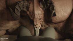 3d abs blowjob deathclaw fallout hyper_muscles lowndrawthing male_pov muscular_female pov