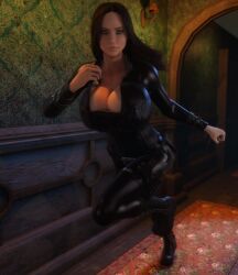 1girls 3d action_pose alternate_breast_size black_bodysuit black_corset bodysuit cleavage clothed clothed_female corset female female_only female_solo gigantic_breasts hourglass_figure house_(series) huge_breasts human human_female human_only long_hair looking_at_viewer olivia_wilde remy_hadley running selene_(underworld)_cosplay solo solo_female thirteen_(house) underworld vaako