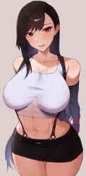 1girls abs black_hair breasts female female_only final_fantasy high_resolution kataku_musou large_breasts looking_at_viewer muscular muscular_female red_eyes skirt solo thighs tifa_lockhart very_high_resolution