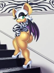 ass bat bubble_butt female furry high_heels looking_at_viewer omegasunburst rouge_the_bat sega sonic_(series) sonic_the_hedgehog_(series)