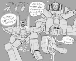 blush cuntboy dialogue egg_insertion egg_laying eggs huffing insecticon intersex pushing_back_inside pussy_drip scrussy spread_legs starscream transformers