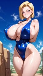1girls ai_generated android_18 artist_request blonde blonde_female blonde_hair blonde_hair_female blue_eyes blue_eyes_female cameltoe cleavage curvy dragon_ball erect_nipples female gigantic_breasts huge_areolae huge_ass nai_diffusion puffy_nipples short_hair short_hair_female stable_diffusion thick_lips voluptuous wide_hips yellow_hair