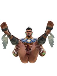 3d 3d_model exposed_hole exposing_hole hero legs_held_open legs_spread legs_up male male_focus male_only marvel marvel_rivals namor namor_(marvel_rivals) nomar spread_eagle superhero tan-skinned_male tan_skin