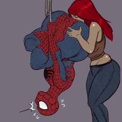 1boy 1girls ass ass_bigger_than_head ass_eating ass_focus big_ass big_ass_(male) big_butt canon_couple color color_edit colored colored_sketch female lewdbeef marvel marvel_comics mary_jane_watson peter_parker red_hair rimjob rimming rimming_male spider-man spider-man_(series)