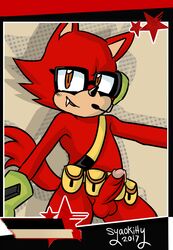 anthro balls canine clothing custom_character_(sonic_forces) erection eyewear fangs fur gadget_the_wolf glasses gloves humanoid_penis male male_only mammal nude orange_eyes penis sharp_teeth smile solo sonic_(series) sonic_forces standing syaokitty teeth video_games wolf