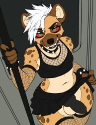 1boy 1femboy 2025 alternative_fashion animal_genitalia animal_penis anthro anthro_only balls black_lips black_penis bottomwear brown_body canine_genitalia canine_penis clothed clothing clothing_lift collar crop_top fangs femboy femboy_only fishnet_clothing fishnet_gloves fishnet_handwear fishnet_legwear fishnet_thigh_highs genitals gloves handwear hi_res hyena knot knotted_penis kovensden legwear lips looking_at_viewer male male_only mammal penis presenting presenting_penis punk shirt skirt skirt_lift solo solo_anthro solo_femboy solo_male standing subway tan_body teeth thick_bottom_lip thick_thighs thigh_highs topwear white_hair