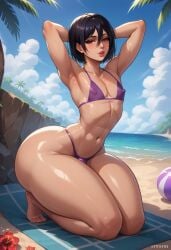 1boy ai_generated almost_naked attack_on_titan beach bikini bottom_heavy_femboy bulge femboy femboyarashi genderswap_(ftm) girly hourglass_figure huge_hips looking_at_viewer lying_on_side male male_only mikasa_ackerman ponytail rule_63 seductive shingeki_no_kyojin solo thick_thighs thin_waist wide_hips