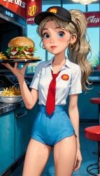 ai_generated before_anal before_oral before_sex blonde_female blonde_hair blonde_hair blonde_hair_female blue_eyes employee employee_uniform fast_food food original_character pixar_style pose posing restaurant serving_food serving_tray student_susie terror139 uniform white_girl white_skin work_uniform workplace