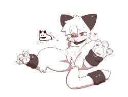 2d anthro black_fur blush collar crying crying_with_eyes_open cum cum_in_pussy cum_inside cum_on_tail felid felid_humanoid feline feline_humanoid furry heart lazycatto_(character) leaking_cum looking_at_viewer macon_maro oc pawpads paws red_eyes simple_background vagina white_background white_fur white_sclera