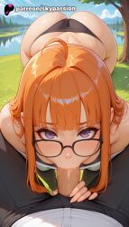 1boy 1girls 2026 :>= ai_assisted ai_generated anime artist_name ass bangs big_ass bj black-framed_eyewear blowjob blue_sky blunt_bangs blush booty clothes_pull cloud cock dick explicit eyebrows_visible_through_hair fellatio glasses hi_res high_quality high_resolution highres long_hair male_underwear oral oral_sex outdoors panties patreon patreon_username penis persona persona_5 pov purple_eyes sakura_futaba shorts_pull sky skypassion solo_focus stable_diffusion straight sucking thong uncensored watermark