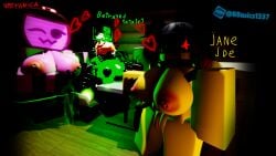 3d 3girls bar_censor betrayed_1x1x1x1 big_breasts black_nipples breasts cap forsaken_(roblox) green_body heart house jane_doe_(forsaken) jane_doe_(roblox) ktiiejiju_(artist) nipples pink_body pink_eyes pose pussy red_eye roblox roblox_game robloxian thighs tv tv_head veeronica watermark yellow_body