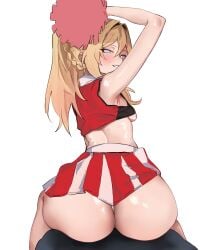 ass big_ass blonde_female blonde_hair cheerleader_uniform durandal_(honkai_impact) female honkai_(series) honkai_impact_3rd imkay_3 looking_at_viewer skirt underboob