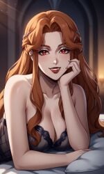 1girls ai_generated bigmic145 blue_dress braid breasts castlevania castlevania_(netflix) hair_ornament lenore_(castlevania) lips long_hair medium_breasts negligee orange_hair panties see-through see-through_clothing vampire vampire_girl wavy_hair