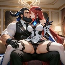 ai_generated animated black_panties elizabeth_rose_bloodflame hololive hololive_english hololive_english_-justice- kissing long_hair paparissa red_hair spread_legs video virtual_youtuber