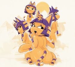 1girls animal_crossing ankha anthro ass breasts edtropolis female furry kneeling nude tagme