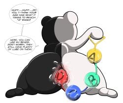 absurd_res anal anal_bead_pull anal_beads anal_beads_in_ass anal_sex anthro anus ass bear big_butt breath danganronpa dialogue hi_res lube lube_in_ass lube_on_sex_toy male male_only mammal monokuma object_in_ass offering_sex_toy offering_to_viewer panting penetration rear_view sex_toy sex_toy_in_ass sex_toy_insertion solo spike_chunsoft spread_legs spreading tepigfan101