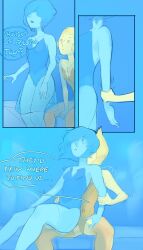 4girls blue_diamond_(steven_universe) blue_hair blue_pearl_(steven_universe) blue_skin cartoon_network comic_page couple dialogue fingering fondling fondling_breast girls_only intimacy intimate lesbian_kiss lesbian_sex stealth_sex steven_universe venusshuttrap yellow_diamond_(steven_universe) yellow_pearl_(steven_universe) yellow_skin yuri