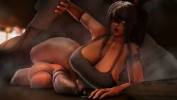 1futa 3d final_fantasy futa_only futanari gigantic_penis huge_balls huge_breasts huge_cock large_breasts precum precum_drip solo solo_futa sweat viera voluptuous yunohowitbe