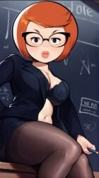 ai_generated beauty bimbo freckles glasses huge_breasts milf no_porn pantyhose prostokvashino rimma_trofimovna russian sitting solo teacher thick_thighs uncle_fyodor's_mother простоквашино