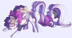 2017 anal anal_sex anus ass blush clothed clothed_feral clothing coloratura_(mlp) cutie_mark dildo dock double_dildo duo earth_pony equine feathered_wings feathers female feral friendship_is_magic hair hair_ribbon hairbow hi_res horse mammal multicolored_hair my_little_pony pegasus penetration ponsex pony pussy pussy_juice ribbons sex_toy simple_background songbird_serenade_(mlp) tongue tongue_out two_tone_hair wings yuri