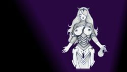 2017 areolae armor artist_name blush breasts busty camilla_(fire_emblem) cleavage crown curvy female female_only fire_emblem fire_emblem_fates gloves hair_ornament hair_over_one_eye horns j_andersson large_breasts lips looking_at_viewer nintendo nipples open_mouth parted_lips pubic_hair pussy signed solo topless uncensored very_long_hair wet_pussy