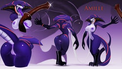 1boy 1girls amille anthro anus ass black_skin blue_skin breasts claws cobra cum cum_in_mouth cum_inside fangs female forked_tongue hood long_penis long_tail long_tongue male markings model_sheet multiple_poses nipples orange_eyes orange_skin paizuri penis pose purple_nipples purple_tongue pussy reptile scalie silhouette snake straight tattoo text thick_thighs toe_claws tongue tongue_on_breast zolombo