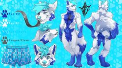 animal_genitalia anthro ass blue_eyes blue_fur canine folf fox fur hybrid jayce_arctic long_tongue male mammal model_sheet presenting presenting_hindquarters problematicpossum sheath spread_ass spreading tagme tattoo tongue white_fur wolf