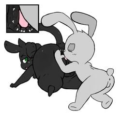 anal anus ass backsack balls big_butt black_fur duo feline fur green_eyes lagomorph male mammal mindnomad nate_(mindnomad) open_mouth oral panther puffy_anus rabbit rimming roy_(roy_mccloud) roy_mccloud sex simple_background thick_thighs tongue white_background wide_hips yaoi