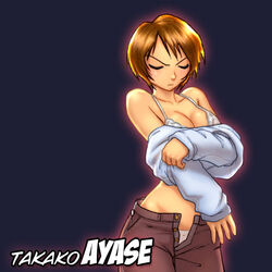 angry artist_request ayase_takako bra breasts brown_hair closed_eyes female lowres midori_days midori_no_hibi panties short_hair solo takako_ayase underwear undressing white_bra white_panties