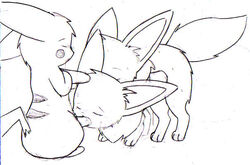 eevee fur furry_ears furry_tail kxflyer nintendo pikachu pokémon_(species) pokemon pokemon_(species) tail