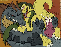 2boys anal anthro anthro_on_anthro ass_grab bayleef big_penis blush butt_grab claws cowgirl_position cum cum_in_ass drooling duo eyes_closed feraligatr furry gay grabbing_ass interspecies kae long_tongue looking_at_viewer male male/male male_only multiple_males nicobay no_humans open_mouth penis_in_ass pokemon pokemon_(species) saliva sex sharp_teeth size_difference tongue tongue_out veiny_penis yaoi