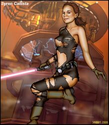 2006 boots female female_only gloves lightsaber shabby_blue star_wars syren_callista tagme torn_clothes