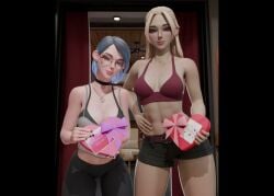 1boy 2026 2girls 3d animated areolae ass big_ass big_breasts blonde_hair blue_eyes blue_hair breasts chocolate_box chocolates choker collaborative_handjob collage compression_artifacts cooperative_handjob detailed_background earrings eyeglasses eyewear female functionally_nude green_eyes hand_on_ass indoors legs_apart longer_than_10_seconds looking_at_viewer male mp4 niples nude nude_male original original_character pants penis pxx3d rubbing_ass short_shorts shorter_than_30_seconds shorts standing standing_handjob straight straight_sex stud_earrings thighs threesome tight_pants topless topless_female trio unseen_male_face video yoga_pants