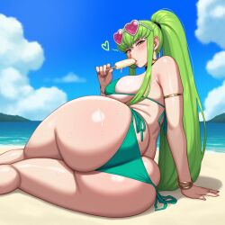 1girls ai_generated ass ass_focus big_breasts breasts c.c. code_geass female female_focus female_only green_hair huge_ass huge_breasts light-skinned_female light_skin long_hair onlycakez solo thick_thighs wide_hips