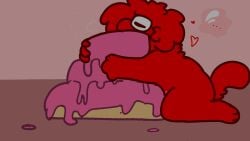 1_eye animated anthro cake candy dessert food food_creature food_fetish food_penetration food_play gummy_(food) gummy_creature heart_symbol imminent_orgasm improvised_sex_toy living_candy male male_only nakeilyar objectophilia red_body tail tail_motion wilt_(nakeilyar)