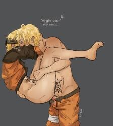 2boys anal anal_sex arm_veins black_markings blush closing_eyes face_markings gay gay_sex half-dressed half_naked male male_only male_penetrating male_penetrating_male marking markings muscular muscular_male naruto naruto_(series) naruto_shippuden penis penis_in_ass pubes pubic_hair rendered selfcest shadow_clone simple_background stomach_markings tagme text toxxnyaa uzumaki_naruto watermark yaoi