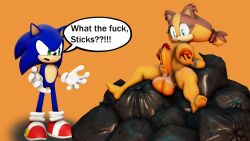 1boy 1futa 1male 3d 3d_(artwork) animal_ears anthro areolae badger badger_ears balls big_balls big_breasts black_nose blue_body blue_eyes blue_fur breasts english_text erect_penis erection feet fur furry futa_with_male futanari garbage gloves green_eyes hedgehog hedgehog_ears huge_balls huge_breasts jerking large_breasts large_penis looking_at_partner looking_at_penis mad male mobian mobian_(species) mobian_badger mobian_hedgehog nipples nude nude_futa orange_body orange_fur penis pubic_hair sega self_upload senna_source sfm shoes simple_background sitting solo sonic_(series) sonic_boom sonic_the_hedgehog sonic_the_hedgehog_(series) source_filmmaker sticks_the_badger text thick_ass thick_hips thick_thighs trash_bag