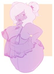 1girls amethyst_(steven_universe) bbw big_ass big_breasts big_lips chubby gem_(species) hair_bun hand_on_hip inverted_nipples kokobuttz long_nails looking_at_viewer monochrome negligee nightgown nipples_visible_through_clothing plump purple_nipples purple_skin ribbon shiny_skin shortstack steven_universe thick_thighs voluptuous wide_hips