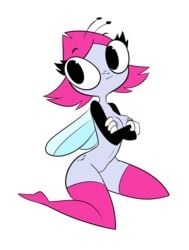 disney fly freckles herny insects looking_at_viewer maggie_pesky nipples pink_hair pink_legwear purple_skin the_buzz_on_maggie thighhighs