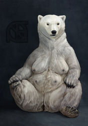 anthro bear breasts cosmiclife crotchboobs female invalid_tag mammal multi_breast multi_nipple nipples polar_bear pussy semi-anthro simple_background sitting solo spread_legs spreading