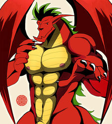 2017 abs american_dragon:_jake_long anthro bearlovestiger13 claws disney dragon furry furry_only jake_long male male_only mammal membranous_wings muscular nipples pecs penis scalie simple_background solo western_dragon wings